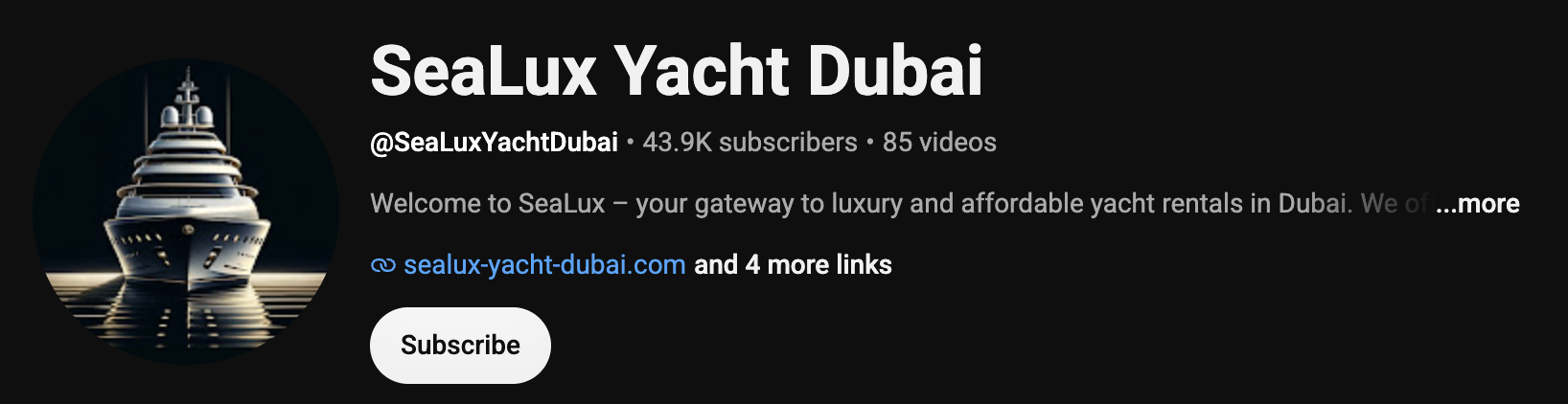 SeaLux Yacht Dubai on YouTube - 43.9K subscribers